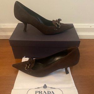 Brown suede Prada Heels